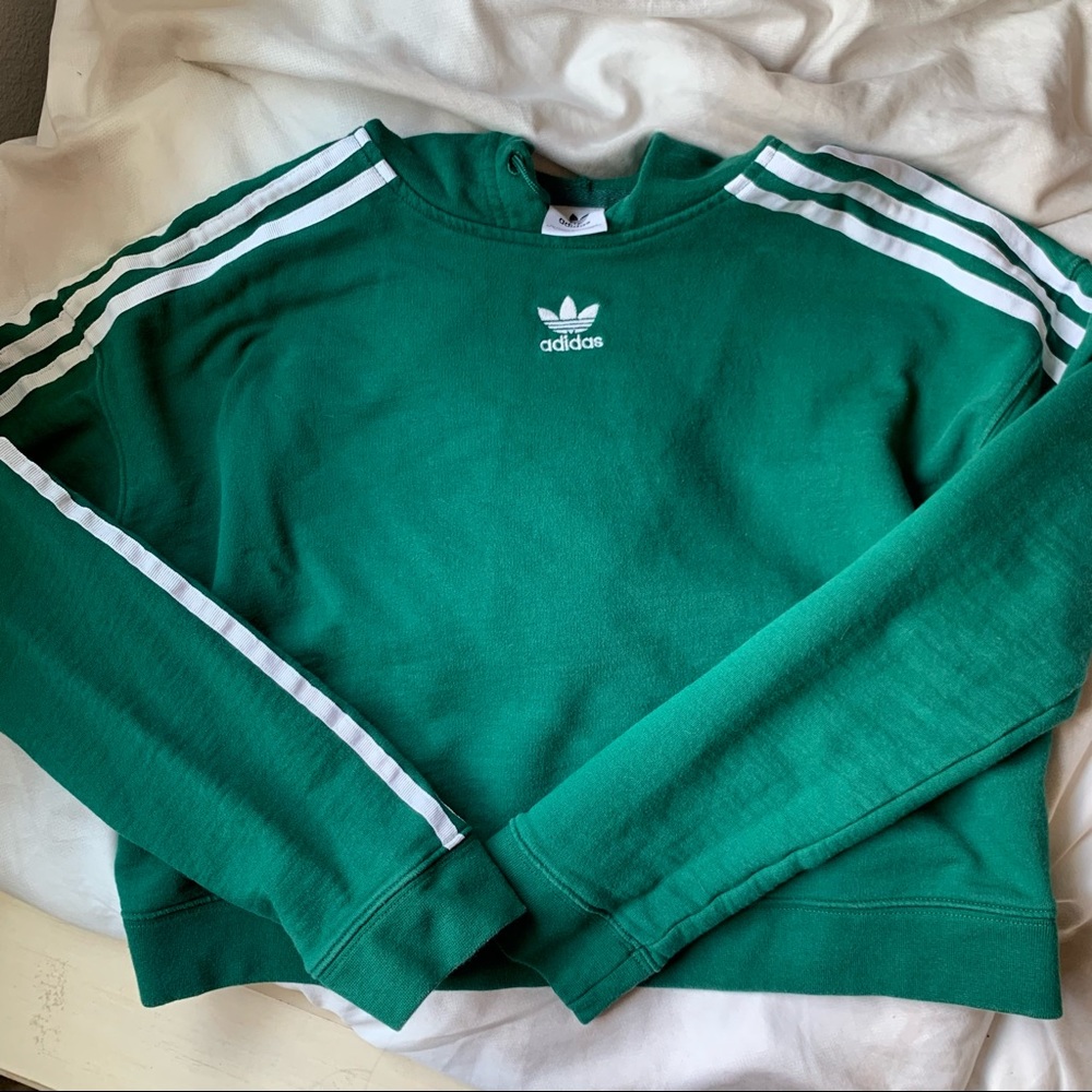 Green Adidas Cropped Hoodie